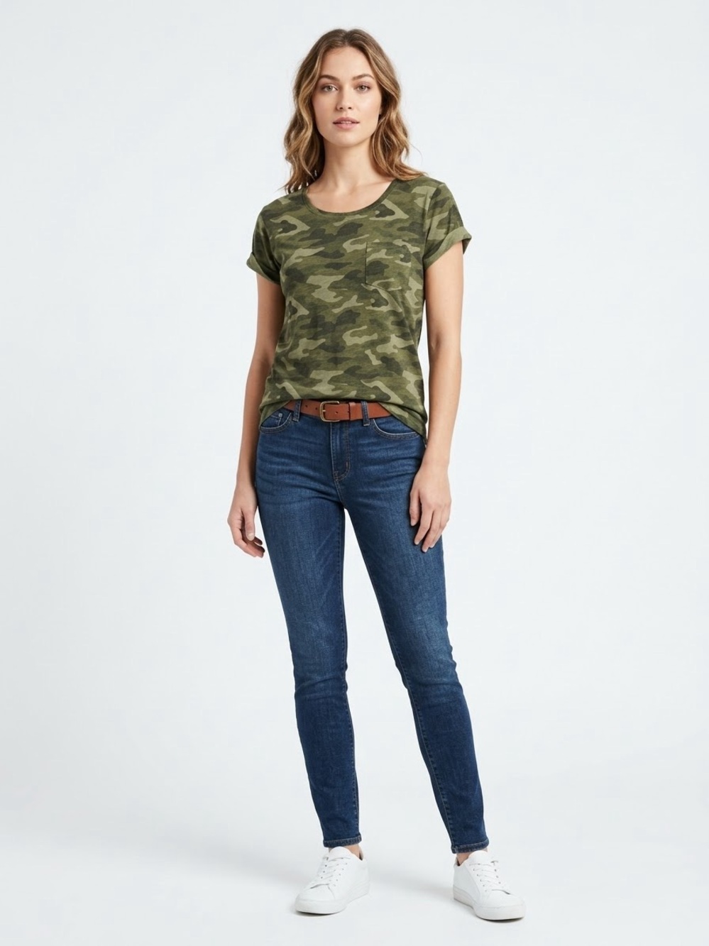 Women’s a.n.a Camouflage Pocket Tee